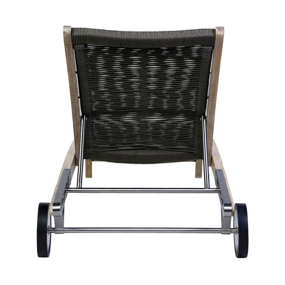 Gyoi Patio Chaise Lounger | 5 Level Adjustment | 72’’ Brown Wood Body BM338901