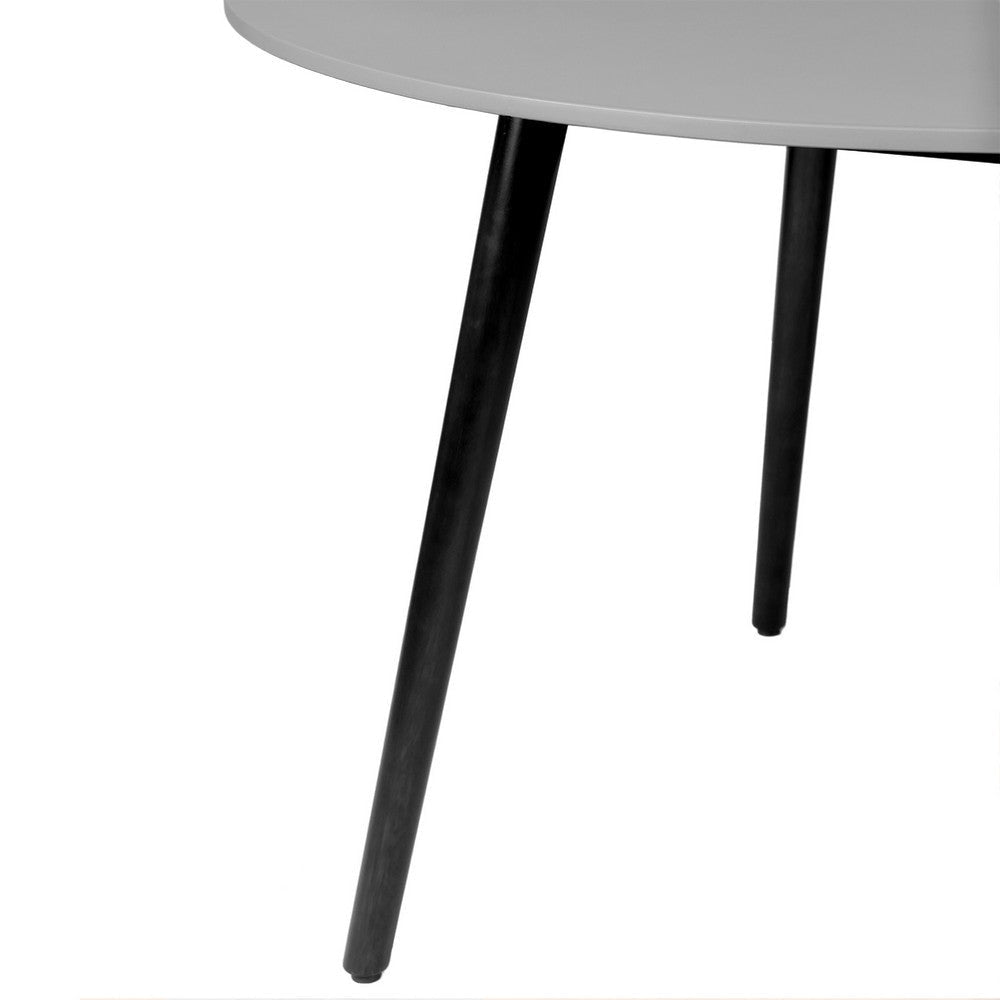 Duna Dining Table | 47’’ Round Gray Stone Top | Black Wood Legs BM338905