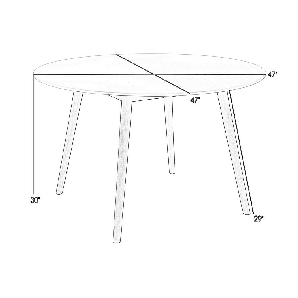Duna Dining Table | 47’’ Round Gray Stone Top | Black Wood Legs BM338905