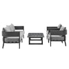 Aroi 4pc Outdoor Set w Sofa | Chairs | & Dark Gray Coffee Table | Polyester Cushions