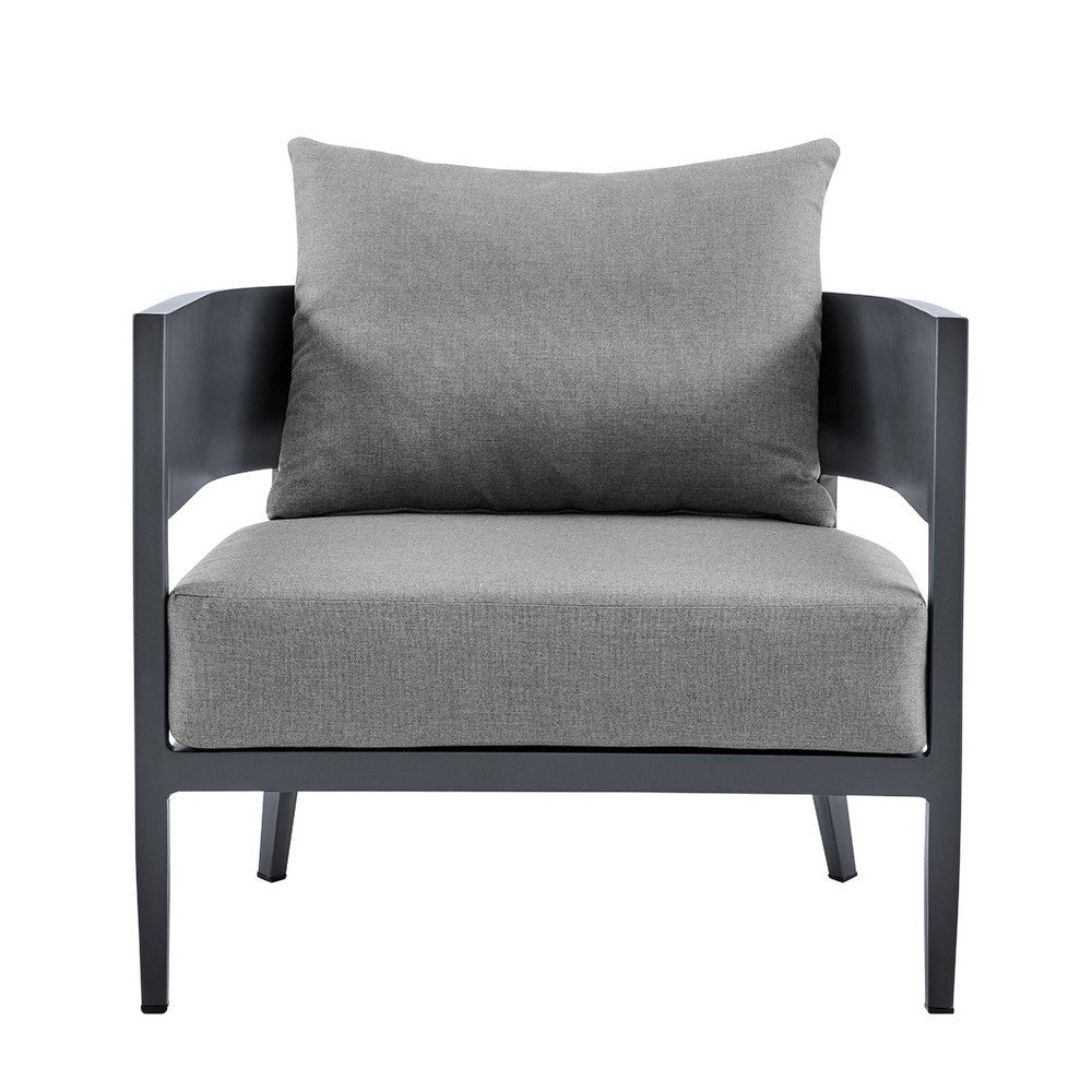 Aroi 4pc Outdoor Set w Sofa | Chairs | & Dark Gray Coffee Table | Polyester Cushions BM338910