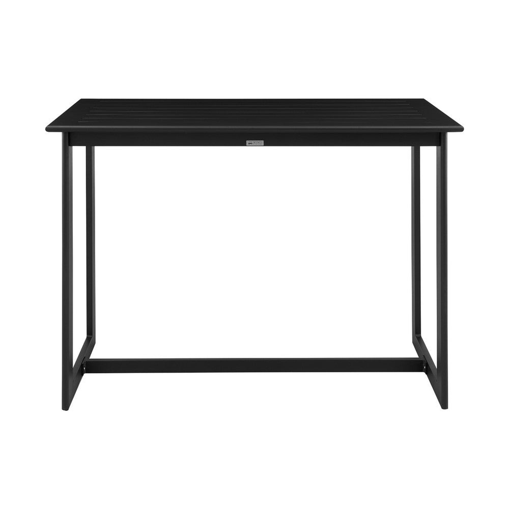 Grop 5pc Outdoor Bar Table Set | 4 Gray Fabric Chairs | Black Aluminum BM338919