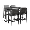 Grop 5pc Outdoor Bar Table Set | 4 Gray Fabric Chairs | Black Aluminum