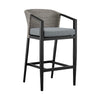 Joem 5pc Patio Bar Table Set w 4 Gray Barstool Chairs BM338923