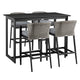 Joem 5pc Patio Bar Table Set w 4 Gray Barstool Chairs