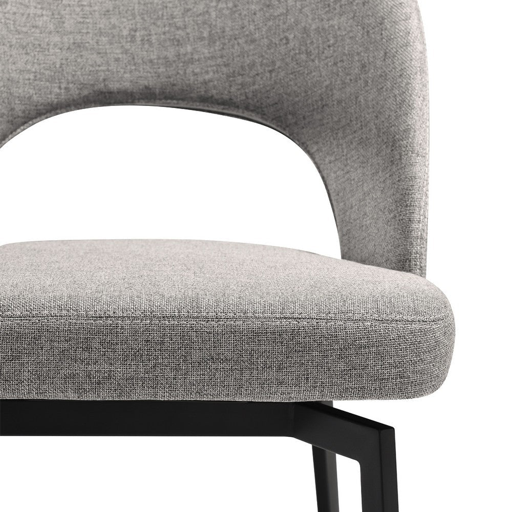 Dewi 5pc Dining Table Set | Round White Tabletop | 4 Gray Polyester Chairs BM338937