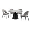 Dewi 5pc Dining Table Set | Round White Tabletop | 4 Gray Polyester Chairs