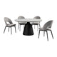 Dewi 5pc Dining Table Set | Round White Tabletop | 4 Gray Polyester Chairs
