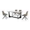Esoy 5pc Dining Table Set | 4 Gray Faux Leather Chairs | Sintered Stone Top