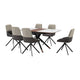 Miom 7pc Dining Table Set | Extendable Top | 6 Dual Tone Gray Fabric Swivel Chairs