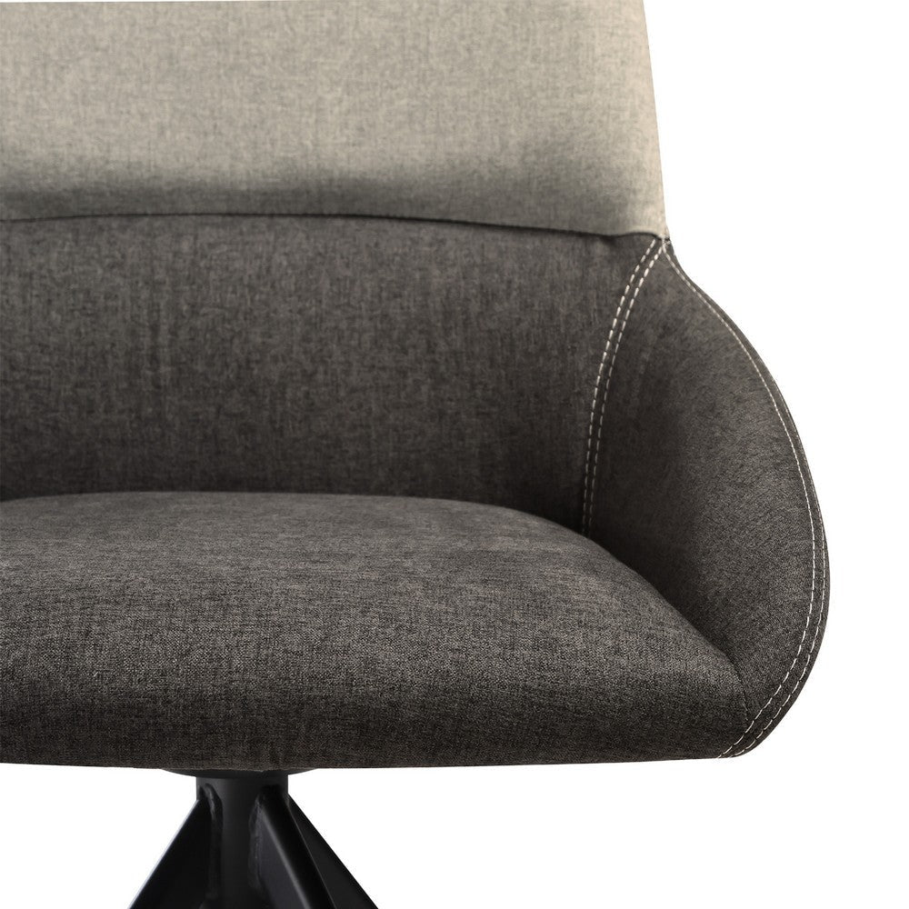 Miom 7pc Dining Table Set | Extendable Top | 6 Dual Tone Gray Fabric Swivel Chairs