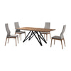 Rivo 5pc Dining Table Set | 4 Gray Polyester Chairs | Brown Wood Tabletop