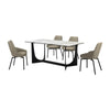 Yoin 5pc Dining Table Set | 4 Taupe Gray Faux Leather Chairs | Sintered Stone Top