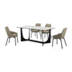 Yoin 5pc Dining Table Set | 4 Taupe Gray Faux Leather Chairs | Sintered Stone Top