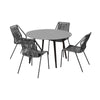 Kolu 5pc Patio Dining Table Set | 4 Gray Rope Chairs | 47" Round Sintered Stone Top