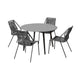 Kolu 5pc Patio Dining Table Set | 4 Gray Rope Chairs | 47" Round Sintered Stone Top