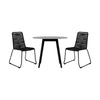 Sosi 3pc Patio Dining Table Set | 2 Black Rope Chairs | 36" Gray Sintered Stone Top