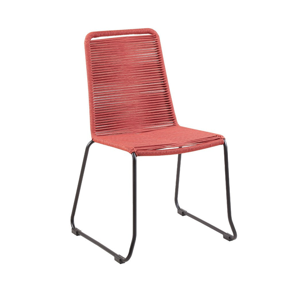 Sosi 3pc Patio Dining Table Set | 2 Red Rope Chairs | 36’’ Gray Sintered Stone Top