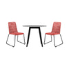Sosi 3pc Patio Dining Table Set | 2 Red Rope Chairs | 36" Gray Sintered Stone Top