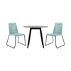 Sosi 3pc Patio Dining Table Set | 2 Teal Blue Rope Chairs | 36" Sintered Stone Top