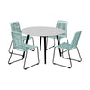Sosi 5pc Patio Dining Table Set | 4 Teal Blue Rope Chairs | 47" Sintered Stone Top