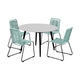 Sosi 5pc Patio Dining Table Set | 4 Teal Blue Rope Chairs | 47" Sintered Stone Top