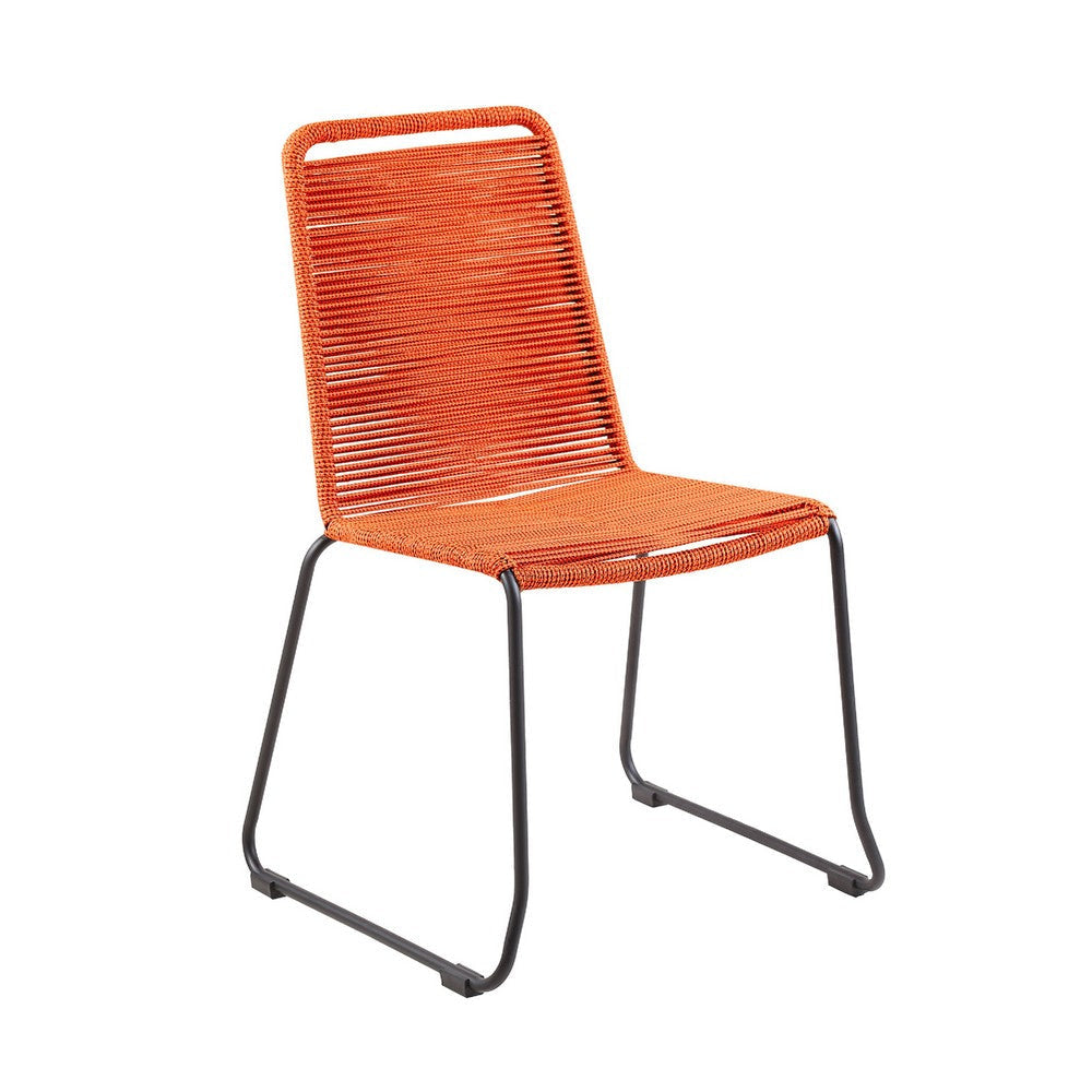 Sosi 5pc Patio Dining Table Set | 4 Tangerine Orange Rope Chairs | 47’’ Sintered Stone Top