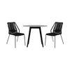Kolu 3pc Patio Dining Table Set | 2 Black Rope Chairs | 36" Round Sintered Stone Top