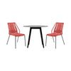 Kolu 3pc Patio Dining Table Set | 2 Red Rope Chairs | 36" Round Sintered Stone Top
