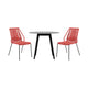 Kolu 3pc Patio Dining Table Set | 2 Red Rope Chairs | 36" Round Sintered Stone Top
