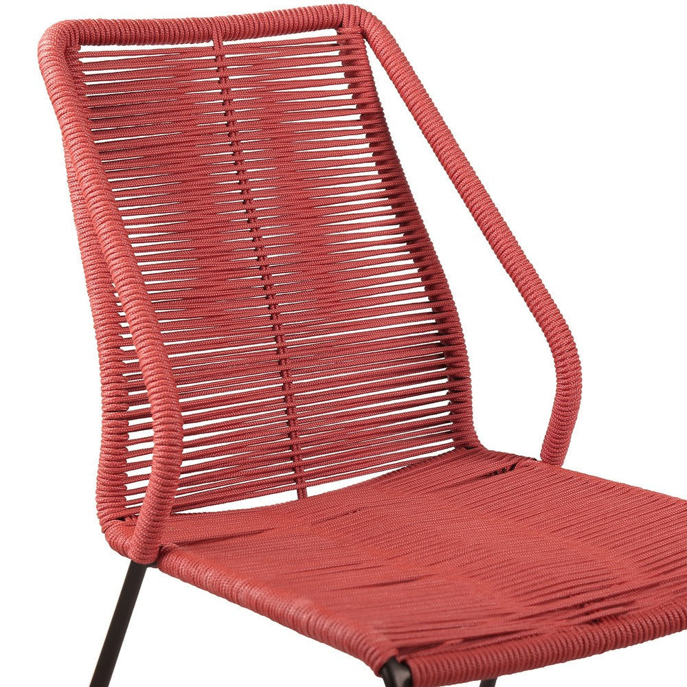 Kolu 3pc Patio Dining Table Set | 2 Red Rope Chairs | 36’’ Round Sintered Stone Top