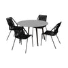 Kolu 5pc Patio Dining Table Set | 4 Black Rope Chairs | 47" Round Sintered Stone Top