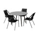 Kolu 5pc Patio Dining Table Set | 4 Black Rope Chairs | 47" Round Sintered Stone Top