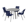 Kolu 5pc Patio Dining Table Set | 4 Blue Rope Chairs | 47" Round Sintered Stone Top
