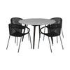 Noco 5pc Patio Dining Table Set | 4 Black Rope Chairs | 47" Gray Sintered Stone Top