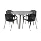Noco 5pc Patio Dining Table Set | 4 Black Rope Chairs | 47" Gray Sintered Stone Top