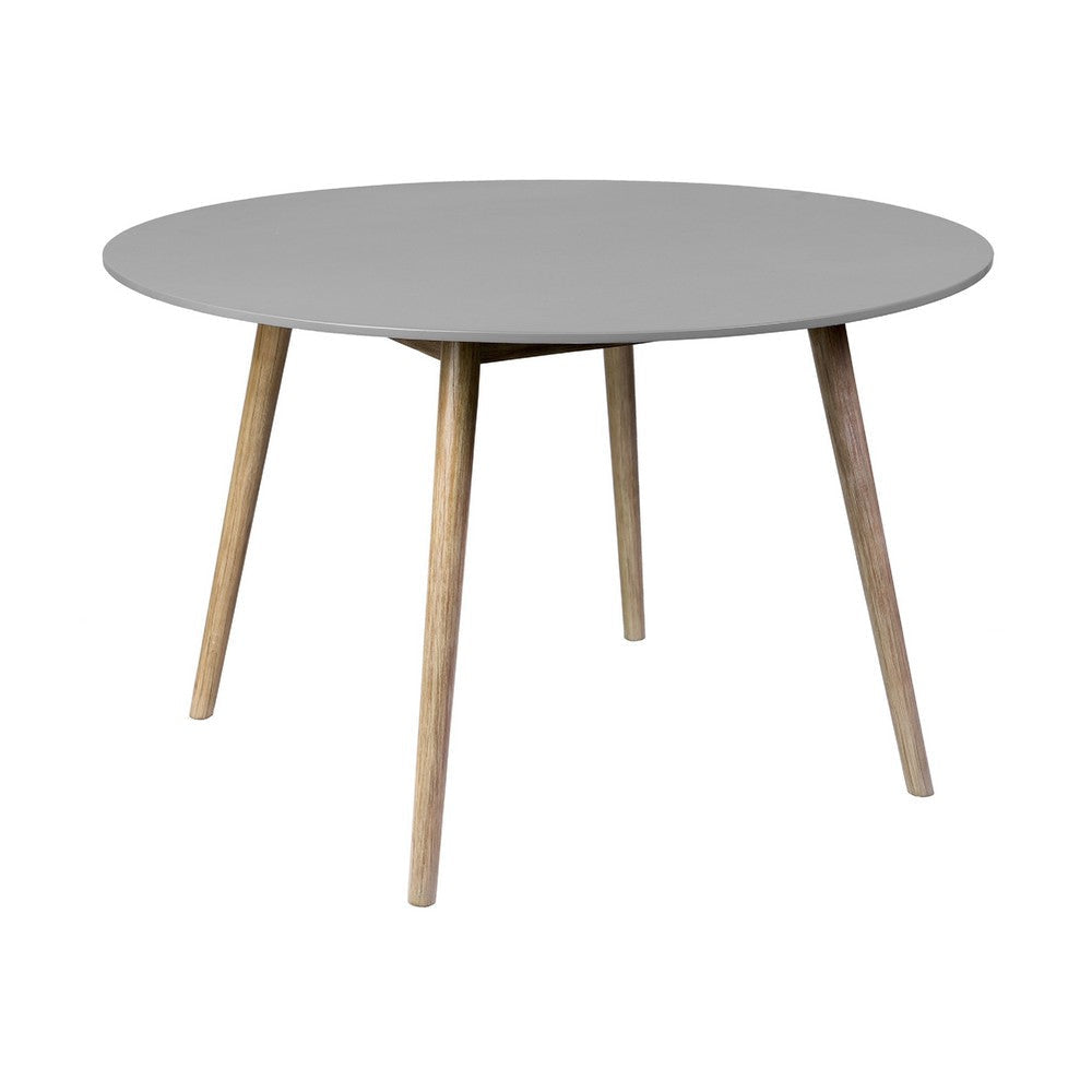 Kilo Dining Table | Brown Wood Legs | 47" Round Gray Superstone Top