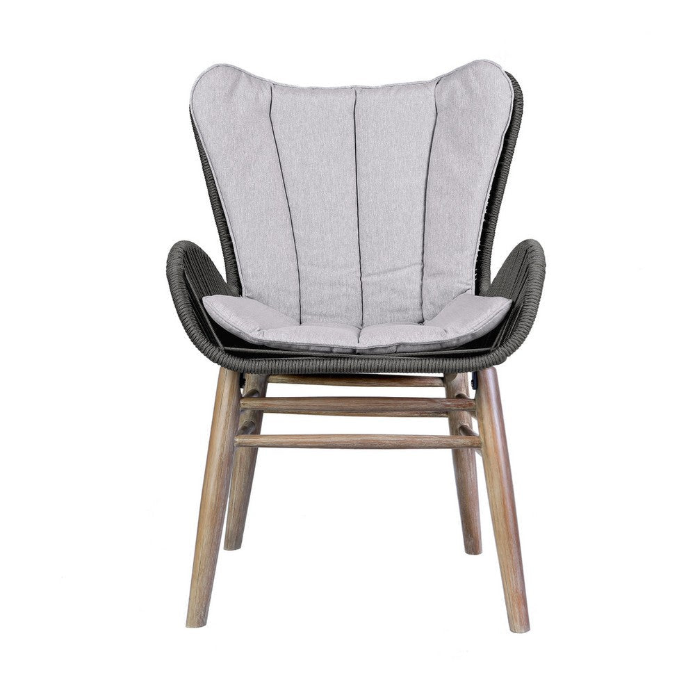 Mina Patio Dining Chair | 36’’ | Gray Woven Rope | Fabric Seating BM338974