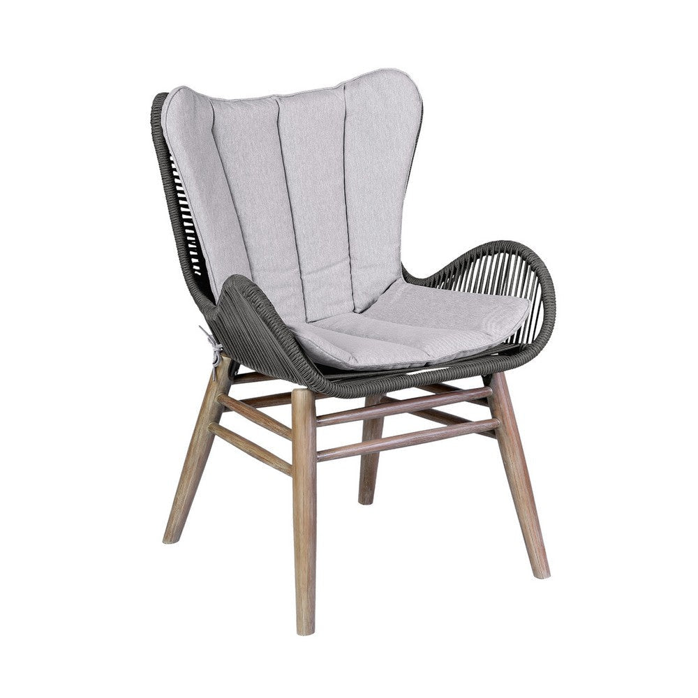 Mina Patio Dining Chair | 36’’ | Gray Woven Rope | Fabric Seating BM338974