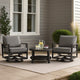 Grop 3pc Outdoor Set | 2 Chairs Black Metal Coffee Table | Gray Polyester BM338975