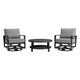Grop 3pc Outdoor Set | 2 Chairs Black Metal Coffee Table | Gray Polyester BM338975