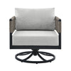 Argy 3pc Outdoor Lounge Set | Black Metal Coffee Table | 2 Gray Rope Chairs w Cushions BM338977
