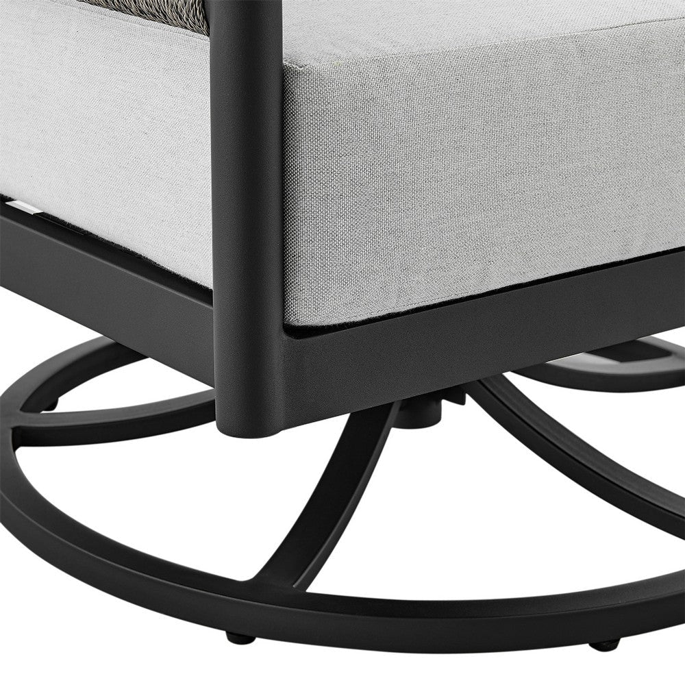 Argy 3pc Outdoor Lounge Set | Black Metal Coffee Table | 2 Gray Rope Chairs w Cushions BM338977