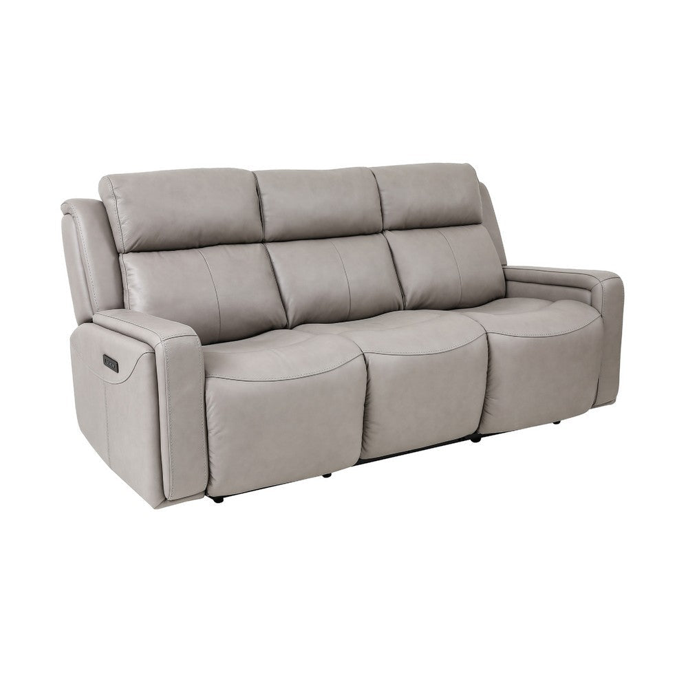 Clyd Reclining Sofa w Dual Power Headrest | 83’’ | Light Gray Leather BM338983