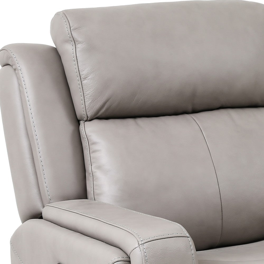 Clyd Reclining Sofa w Dual Power Headrest | 83’’ | Light Gray Leather BM338983