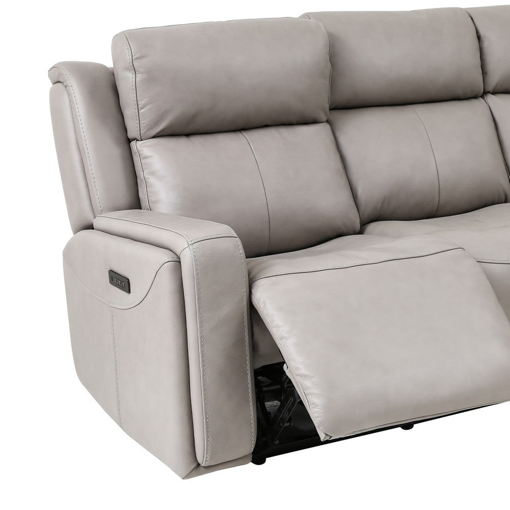 Clyd Reclining Sofa w Dual Power Headrest | 83’’ | Light Gray Leather BM338983