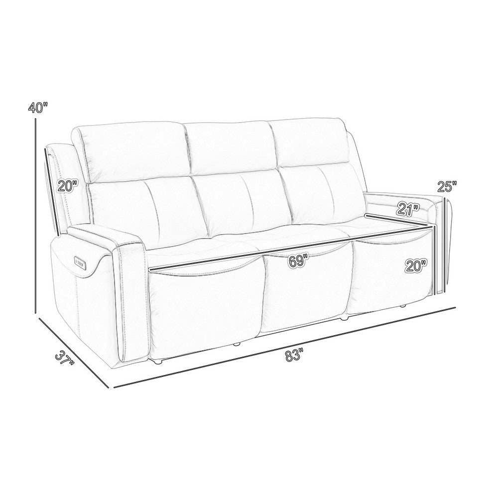 Clyd Reclining Sofa w Dual Power Headrest | 83’’ | Light Gray Leather BM338983