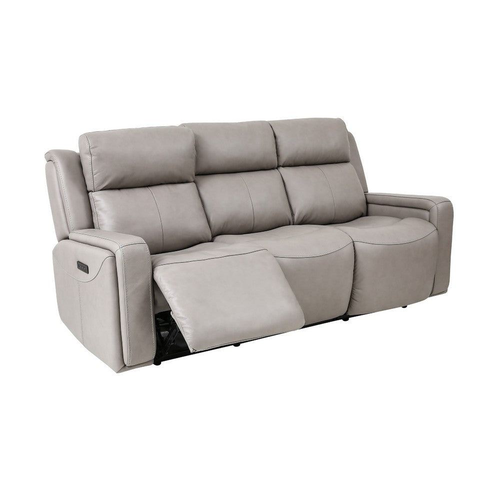 Clyd 2pc Recliner and Sofa Set w Power Headrest | Light Gray Leather BM338984
