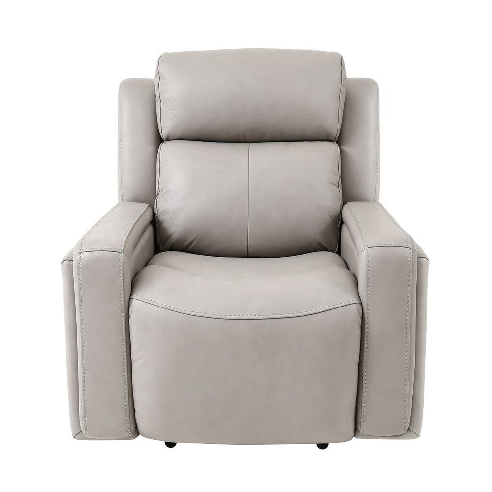 Clyd 2pc Recliner and Sofa Set w Power Headrest | Light Gray Leather BM338984