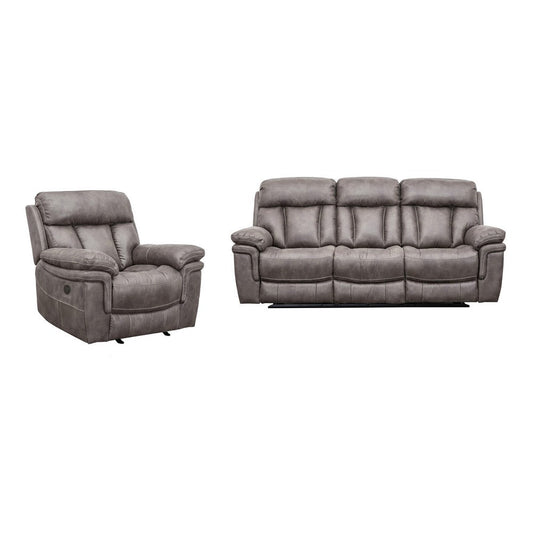 Esy 2pc Power Reclining Chair and Sofa Set | Dark Gray Polyester